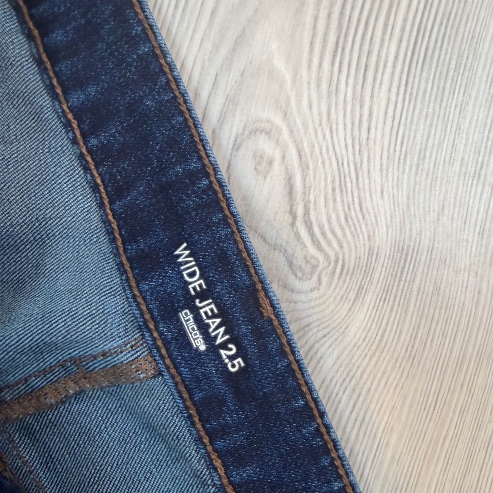 Chicos Wide Jean 2.5 US 14 Dark Wash Wide Leg High Rise Denim Jeans Blue Womens - Picture 5 of 10